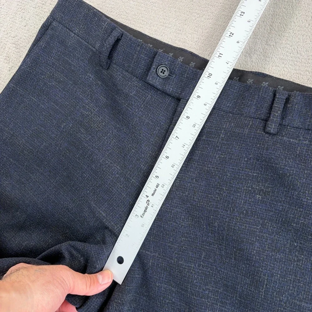 John Varvatos Virgin Wool Blend Trouser Pants Men 34x30 Blue Grey Pattern Italy‎